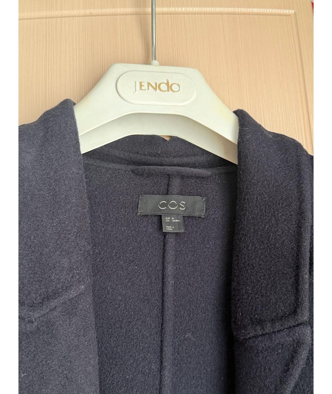 COS Темно-синее шерстяное пальто, фото 3