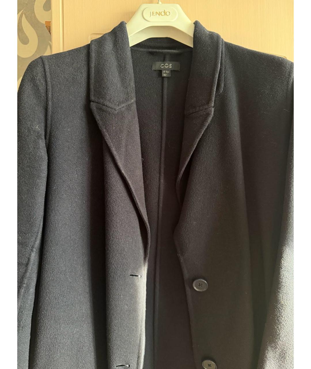 COS Темно-синее шерстяное пальто, фото 4