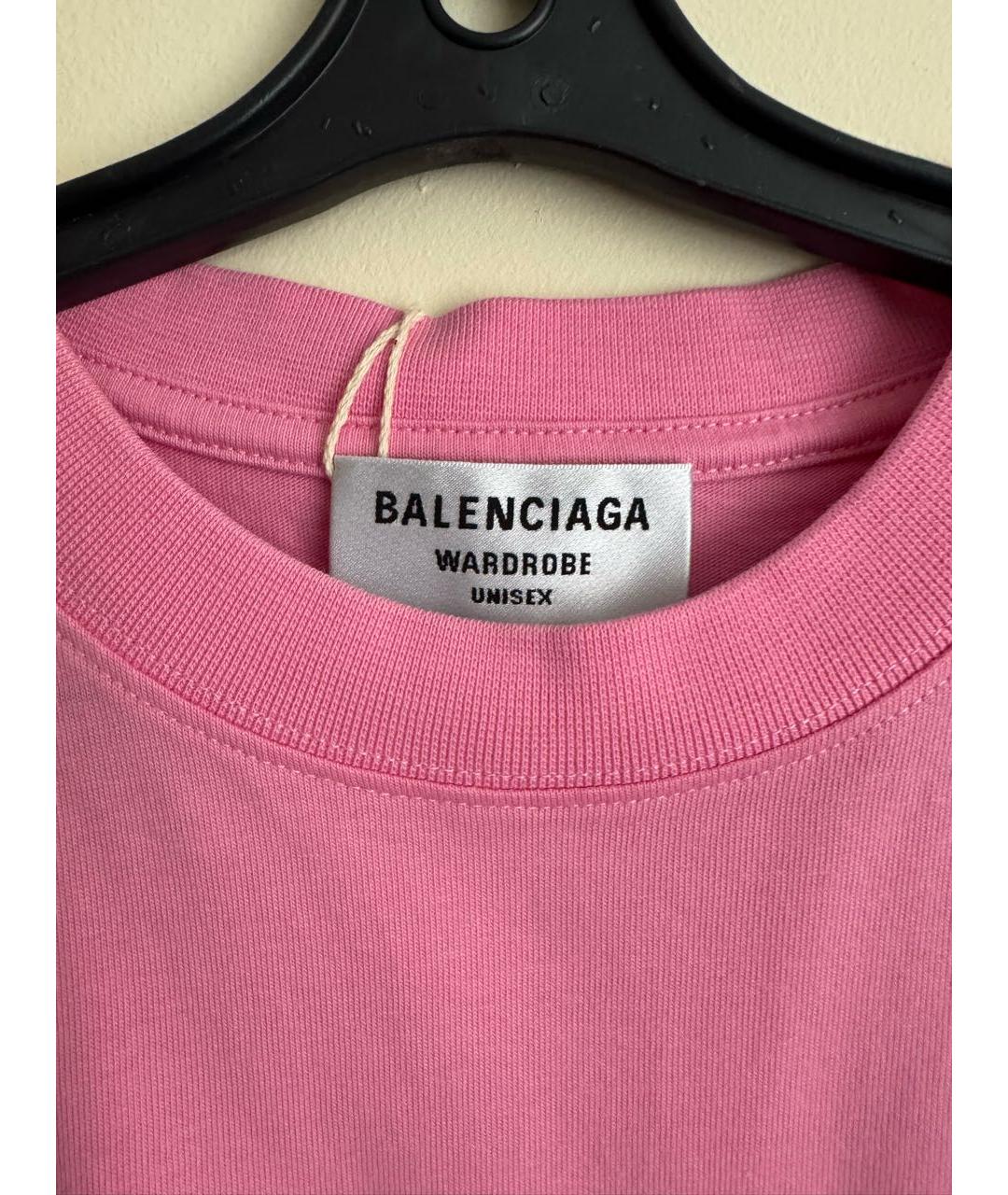 BALENCIAGA Розовая хлопковая футболка, фото 3