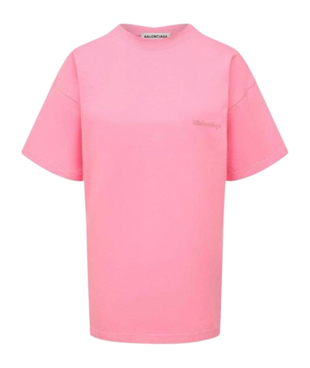 BALENCIAGA Розовая хлопковая футболка, фото 1
