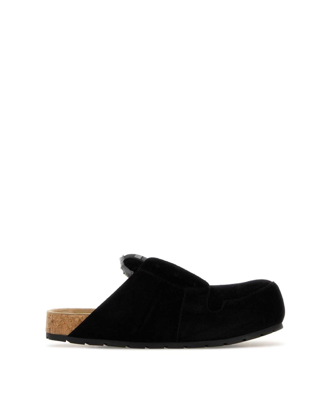 BALENCIAGA Черные кожаные шлепанцы, фото 1