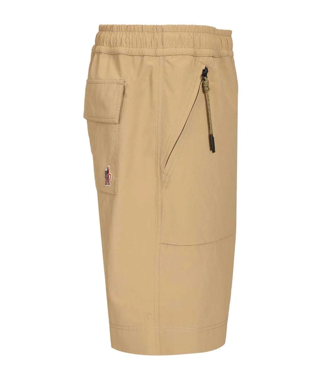 MONCLER GRENOBLE Бежевые полиэстеровые шорты, фото 3