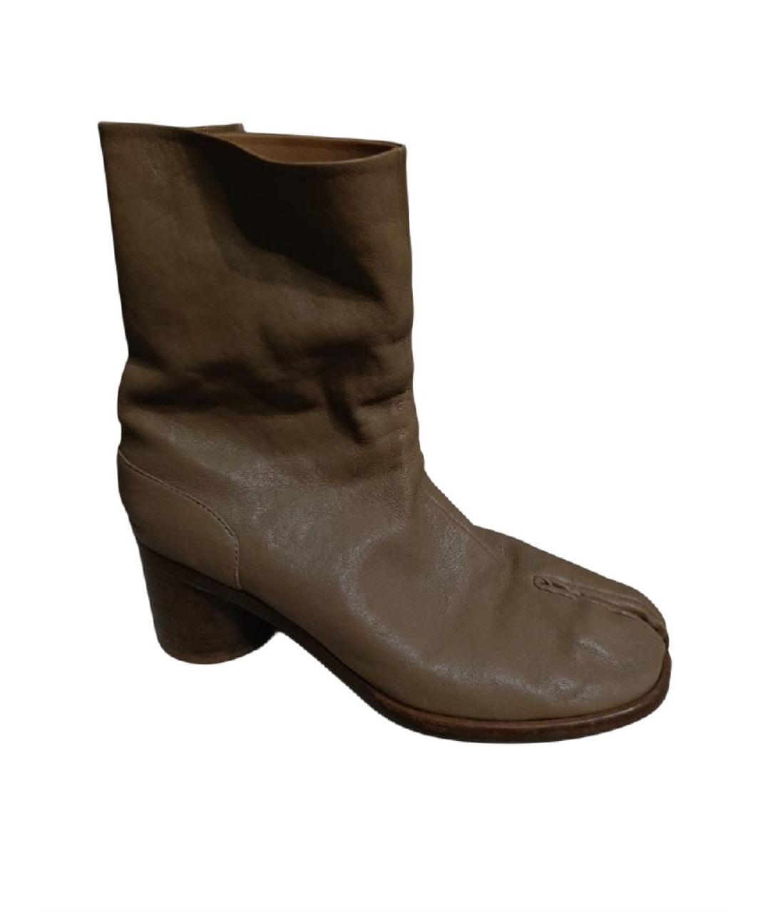 MAISON MARGIELA Хаки кожаные ботильоны, фото 8