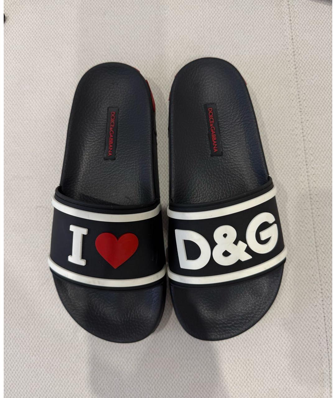 DOLCE&GABBANA Черные резиновые шлепанцы, фото 2