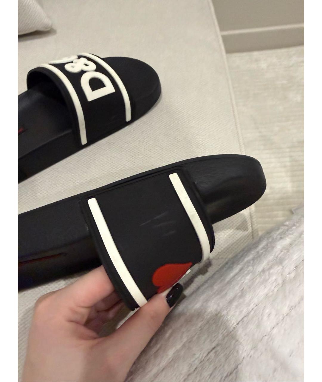 DOLCE&GABBANA Черные резиновые шлепанцы, фото 5