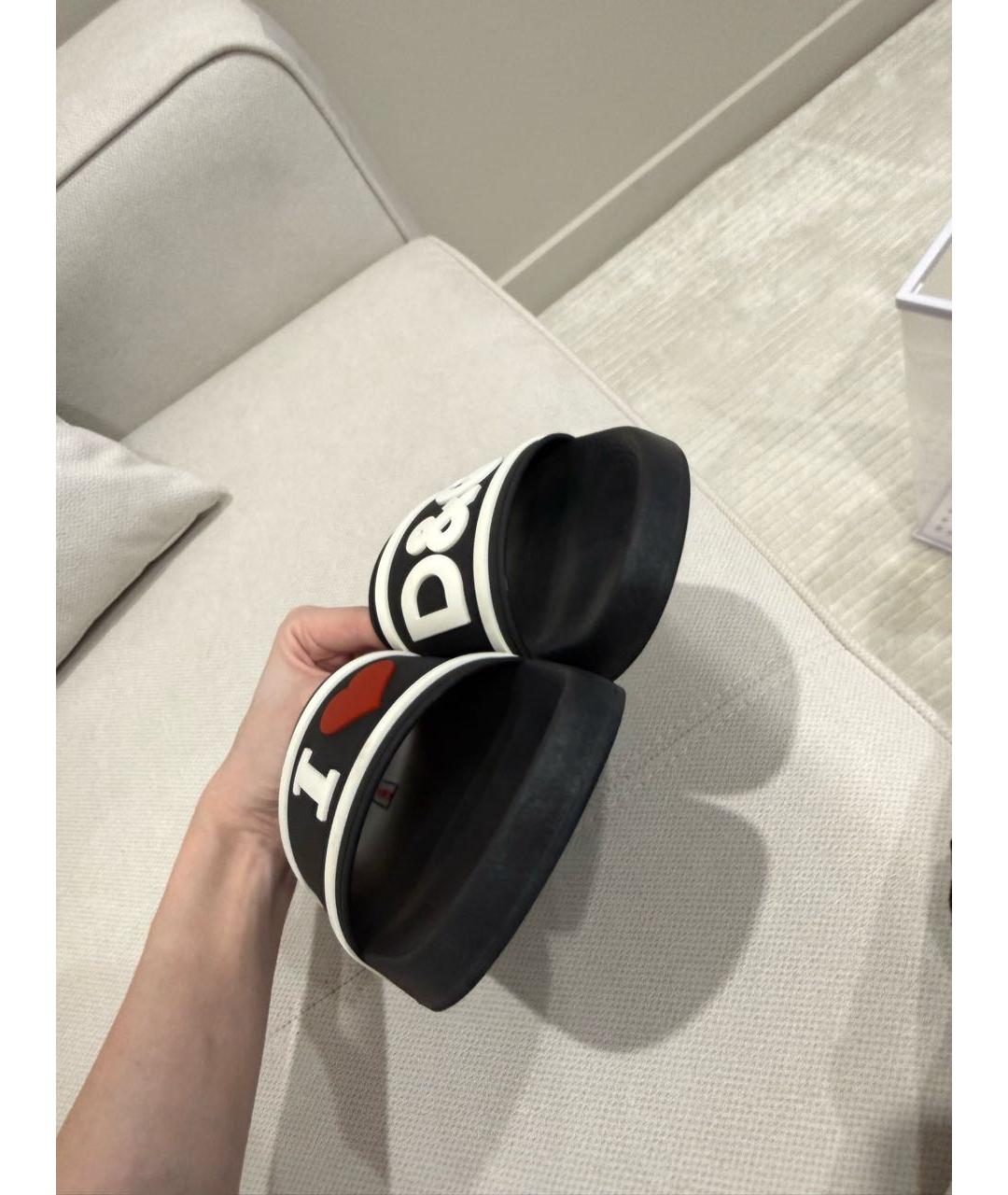 DOLCE&GABBANA Черные резиновые шлепанцы, фото 8