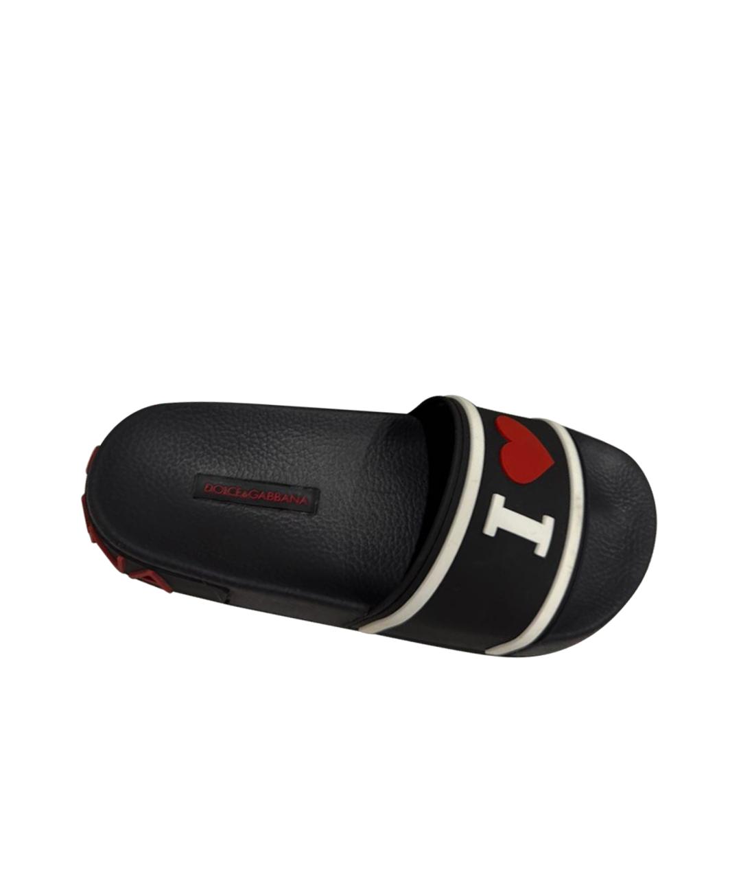 DOLCE&GABBANA Черные резиновые шлепанцы, фото 1