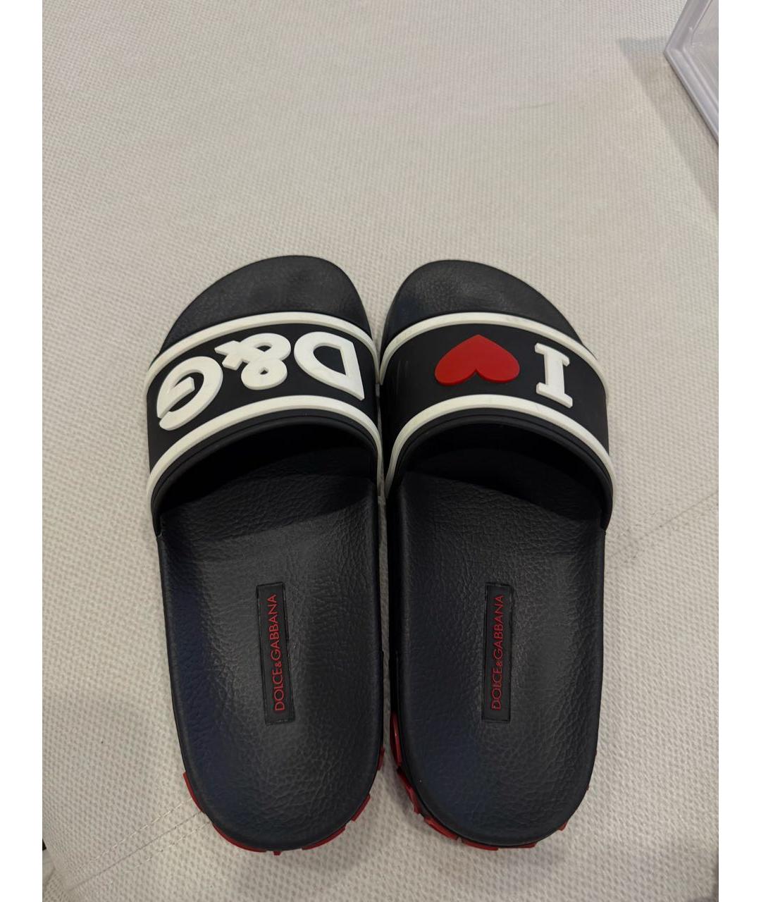 DOLCE&GABBANA Черные резиновые шлепанцы, фото 3