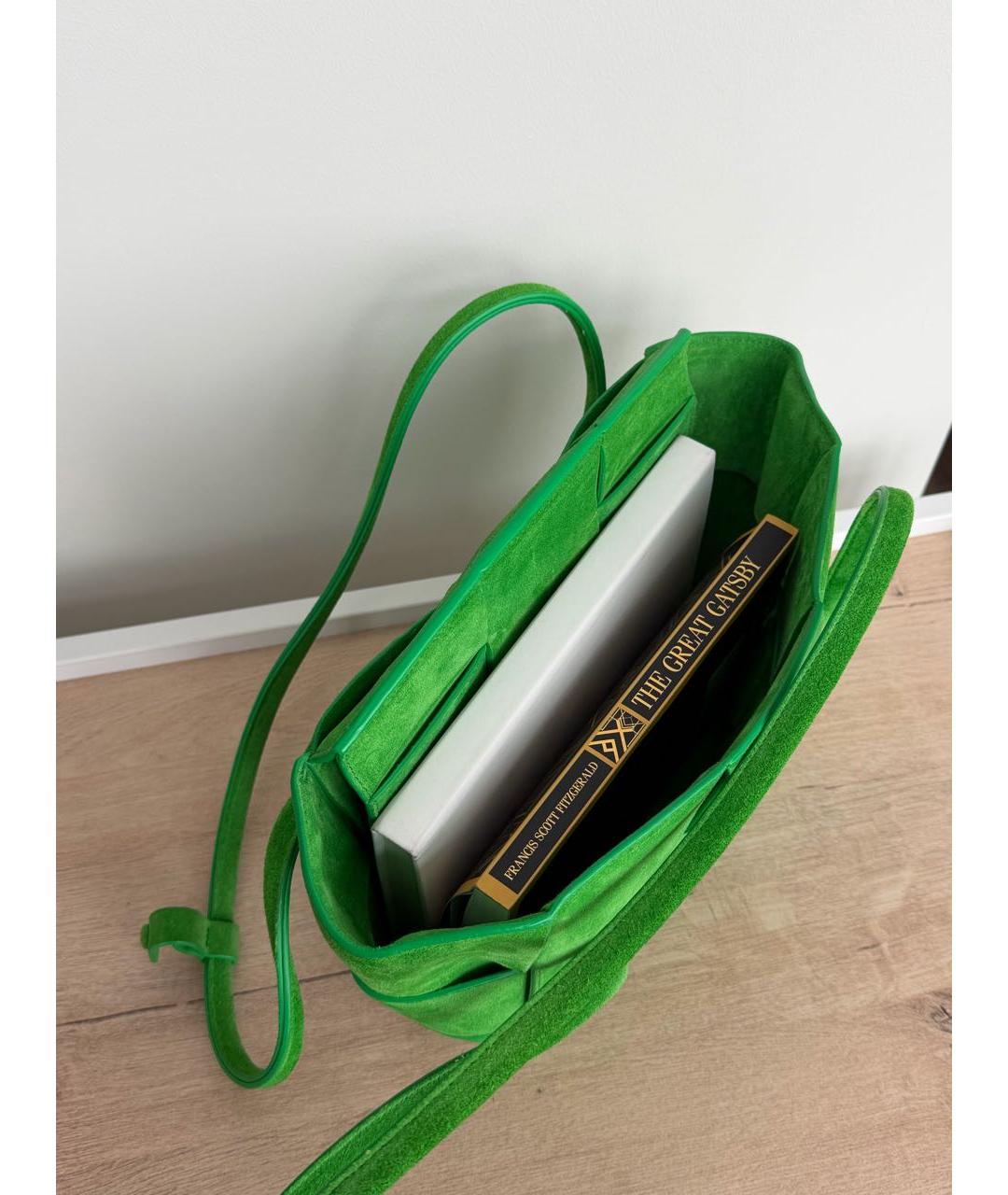 BOTTEGA VENETA Зеленая замшевая сумка через плечо, фото 5