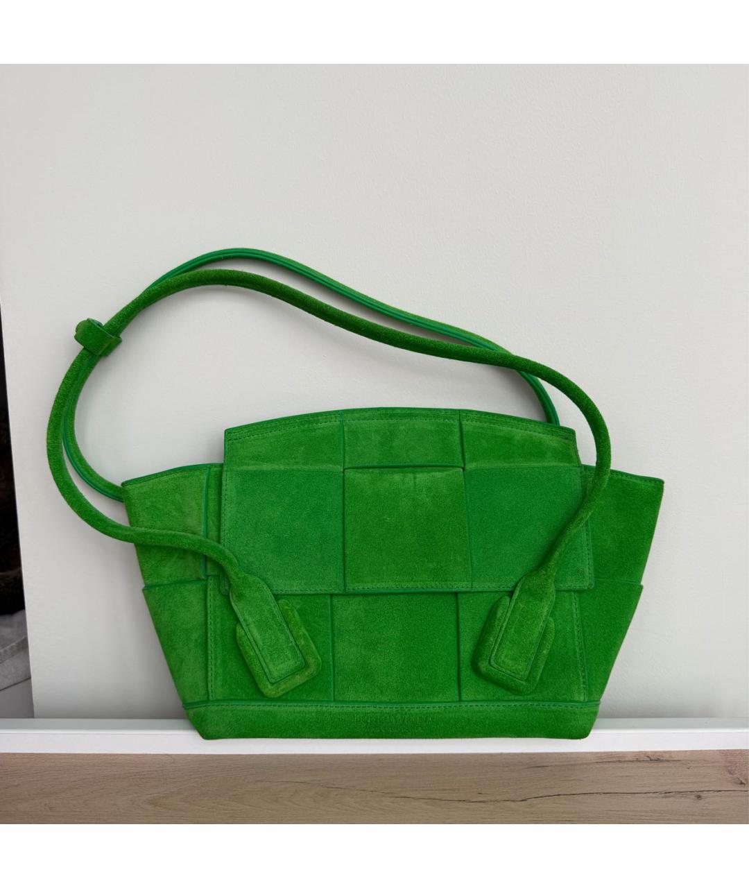 BOTTEGA VENETA Зеленая замшевая сумка через плечо, фото 9