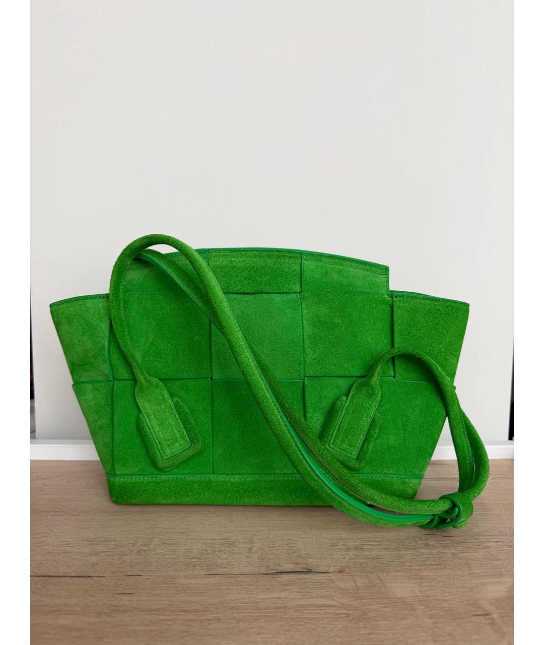 BOTTEGA VENETA Зеленая замшевая сумка через плечо, фото 2