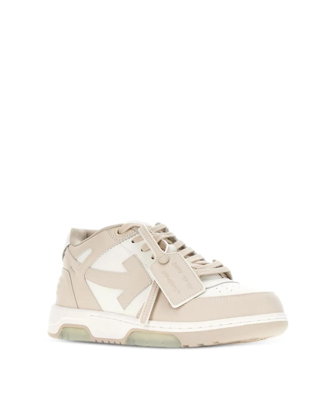 OFF-WHITE Бежевые кожаные кроссовки, фото 4