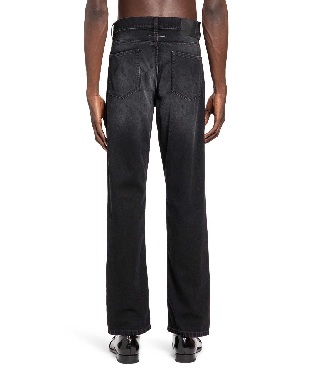 MM6 MAISON MARGIELA Черные хлопковые прямые джинсы, фото 5