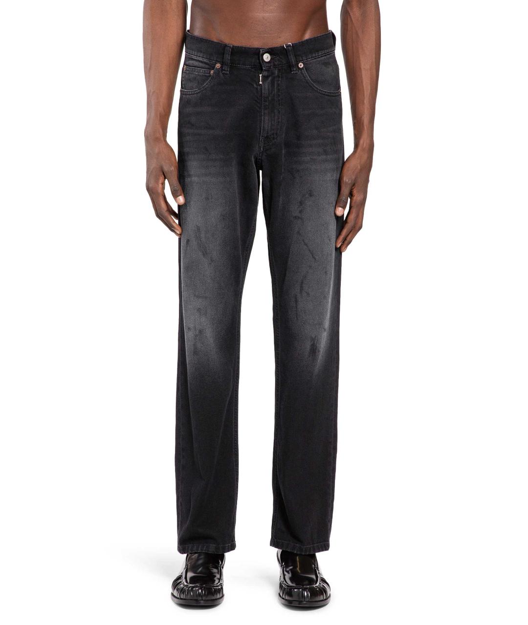 MM6 MAISON MARGIELA Черные хлопковые прямые джинсы, фото 4
