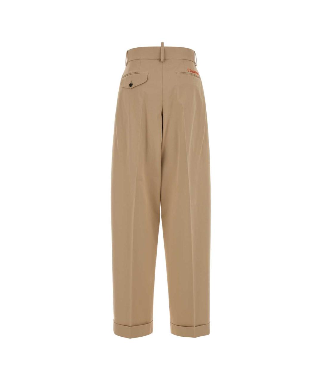 DSQUARED2 Бежевые хлопковые прямые брюки, фото 2