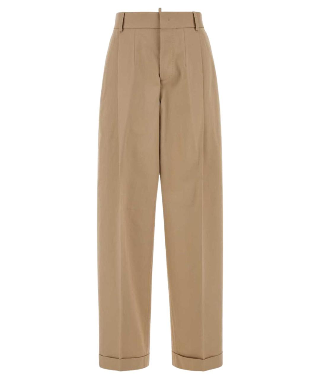 DSQUARED2 Бежевые хлопковые прямые брюки, фото 1