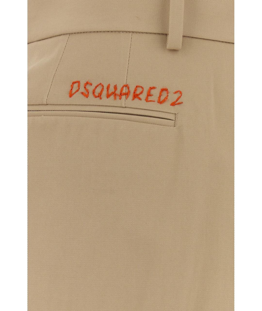 DSQUARED2 Бежевые хлопковые прямые брюки, фото 3