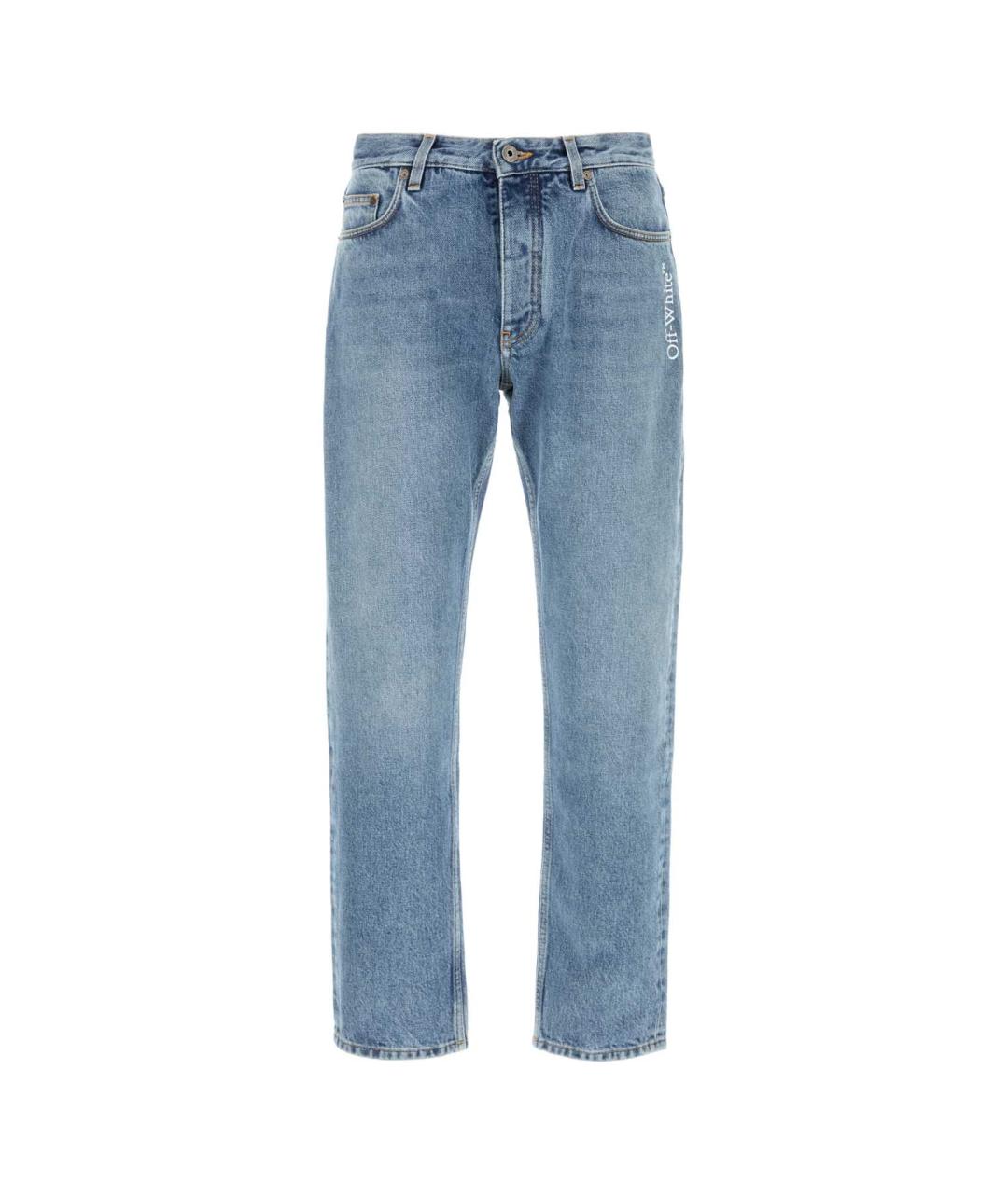 OFF-WHITE Голубые хлопковые прямые джинсы, фото 1