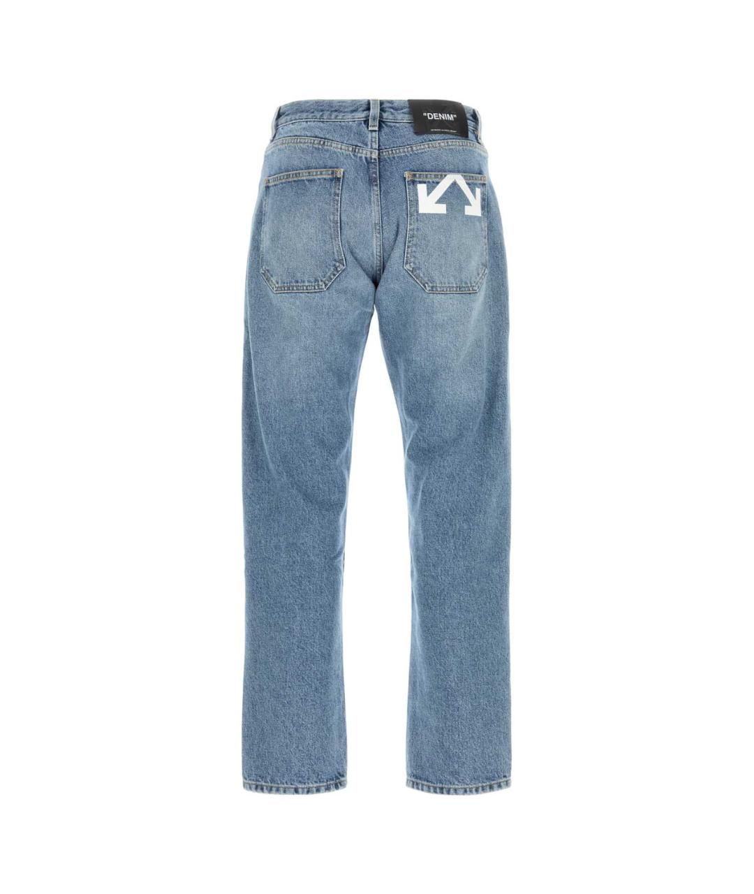 OFF-WHITE Голубые хлопковые прямые джинсы, фото 2