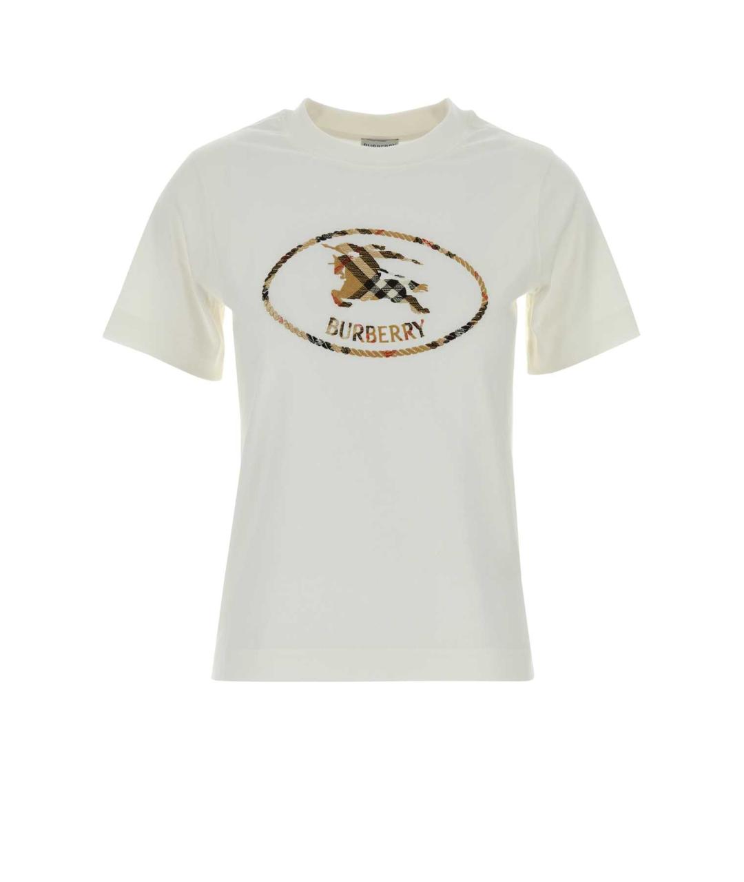 BURBERRY Белая хлопковая футболка, фото 1