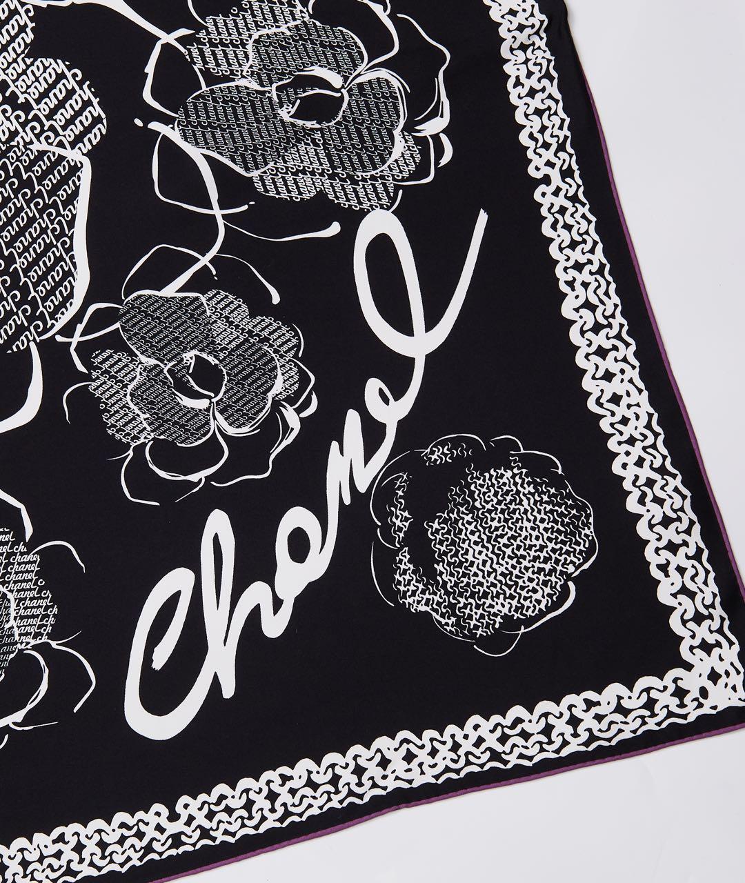 CHANEL Черный шелковый платок, фото 3