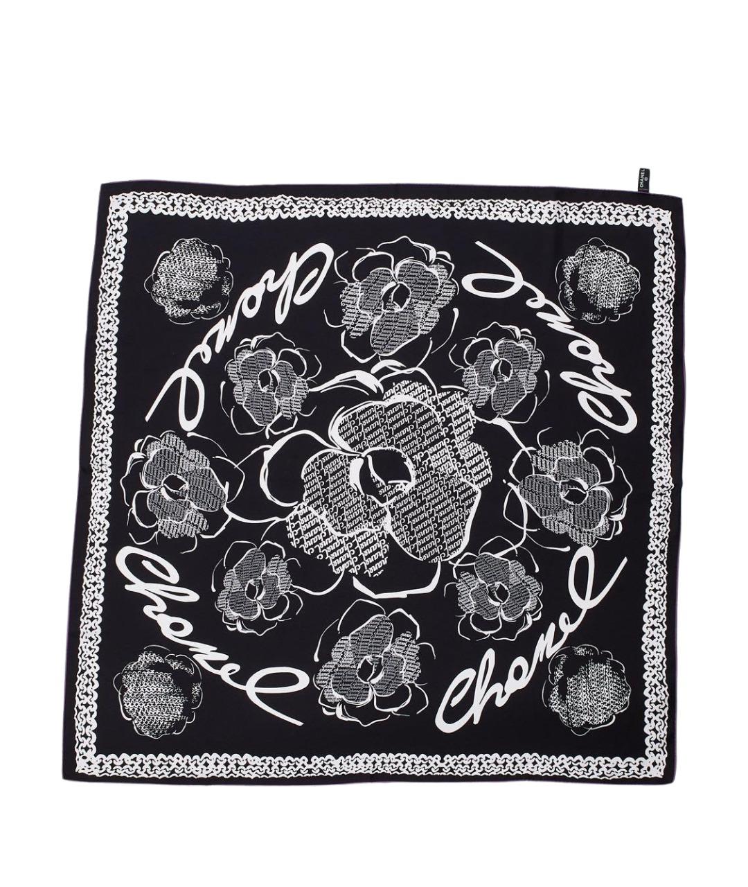 CHANEL Черный шелковый платок, фото 1