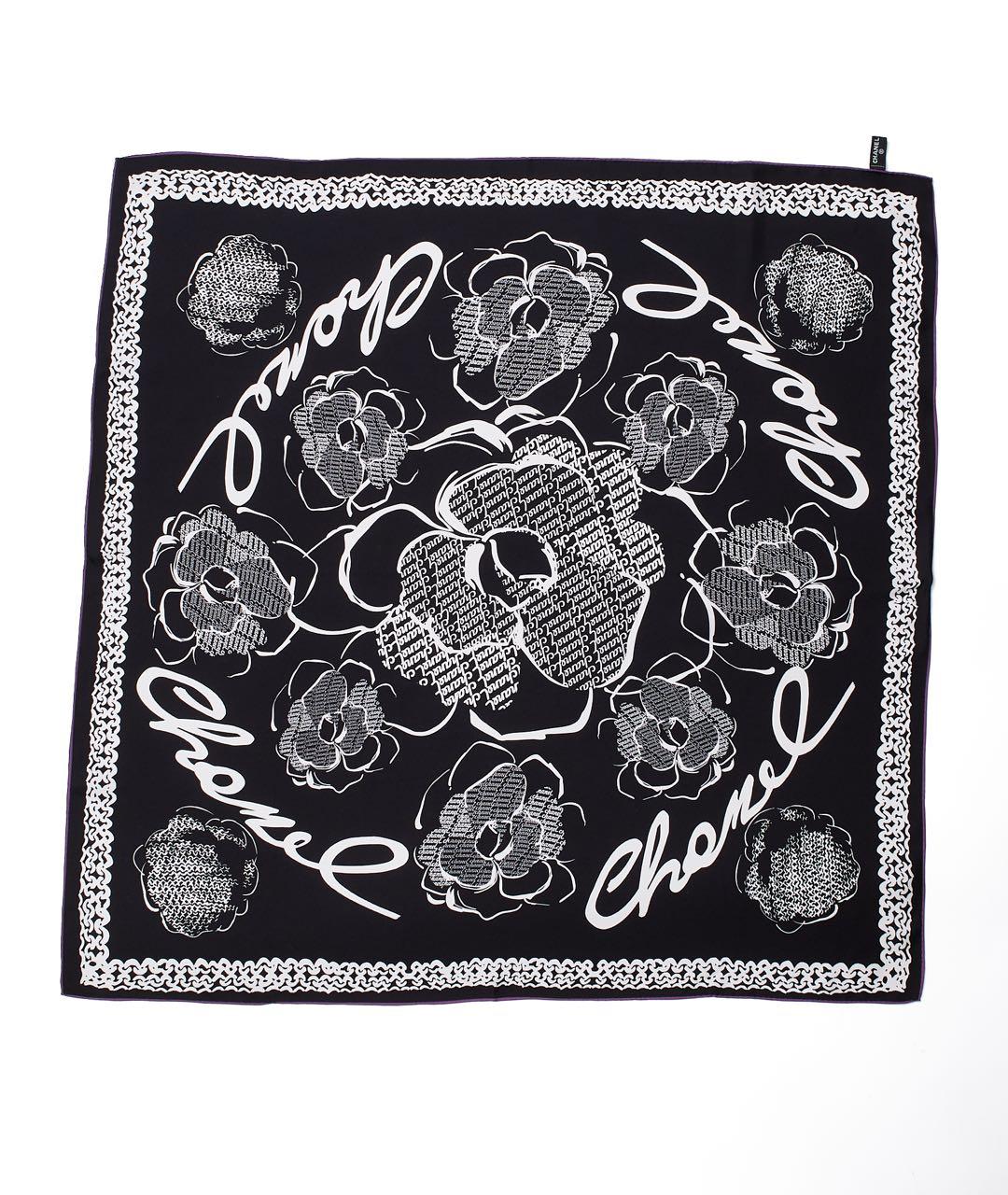 CHANEL Черный шелковый платок, фото 5