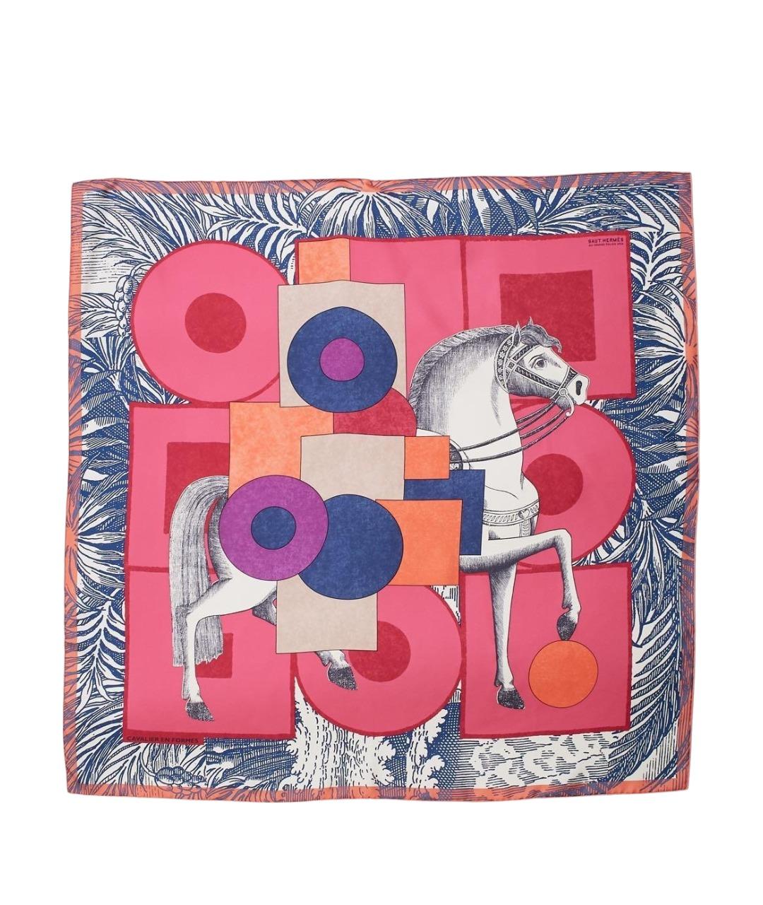 HERMES Розовый шелковый платок, фото 1