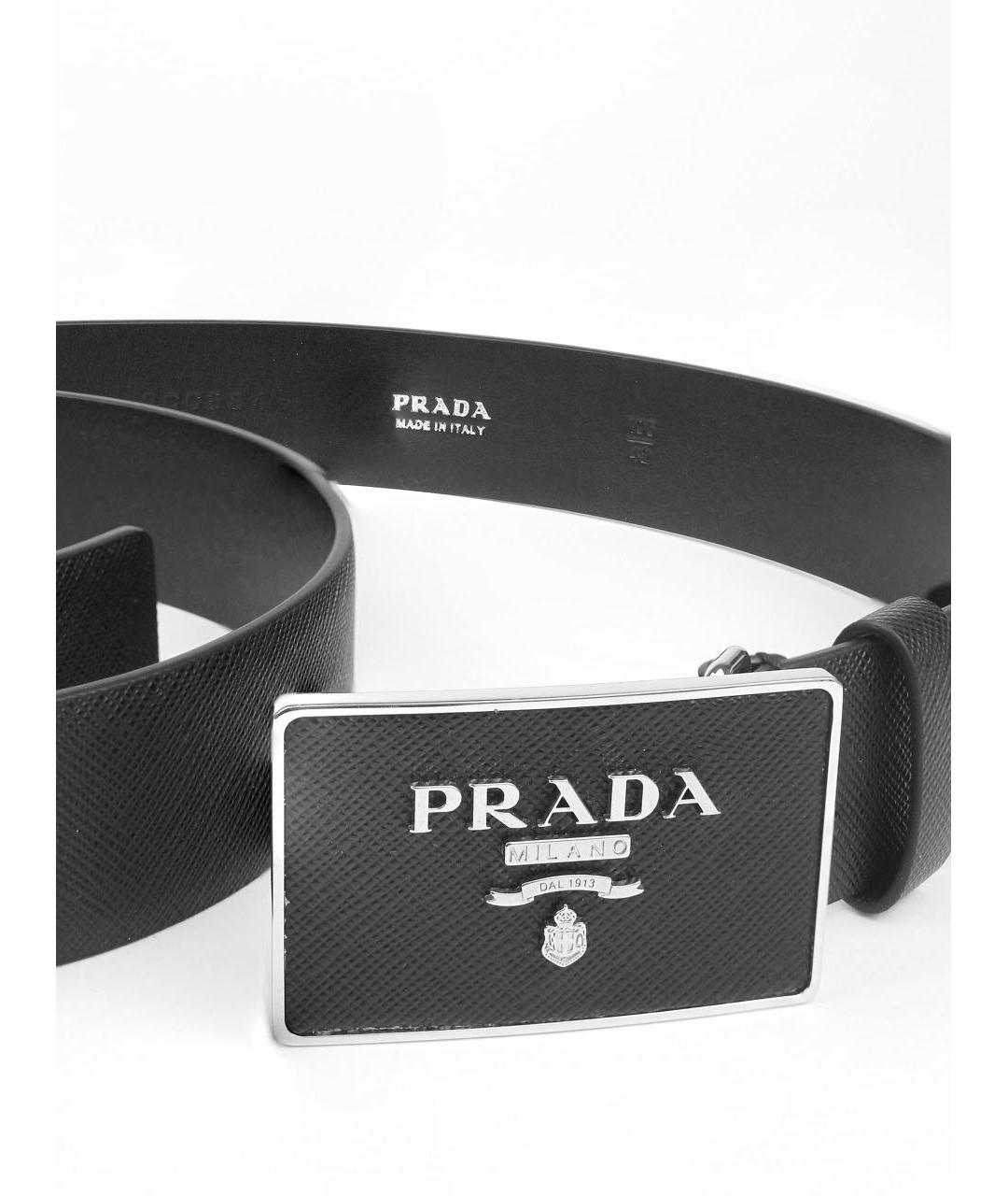 PRADA Черный кожаный ремень, фото 4