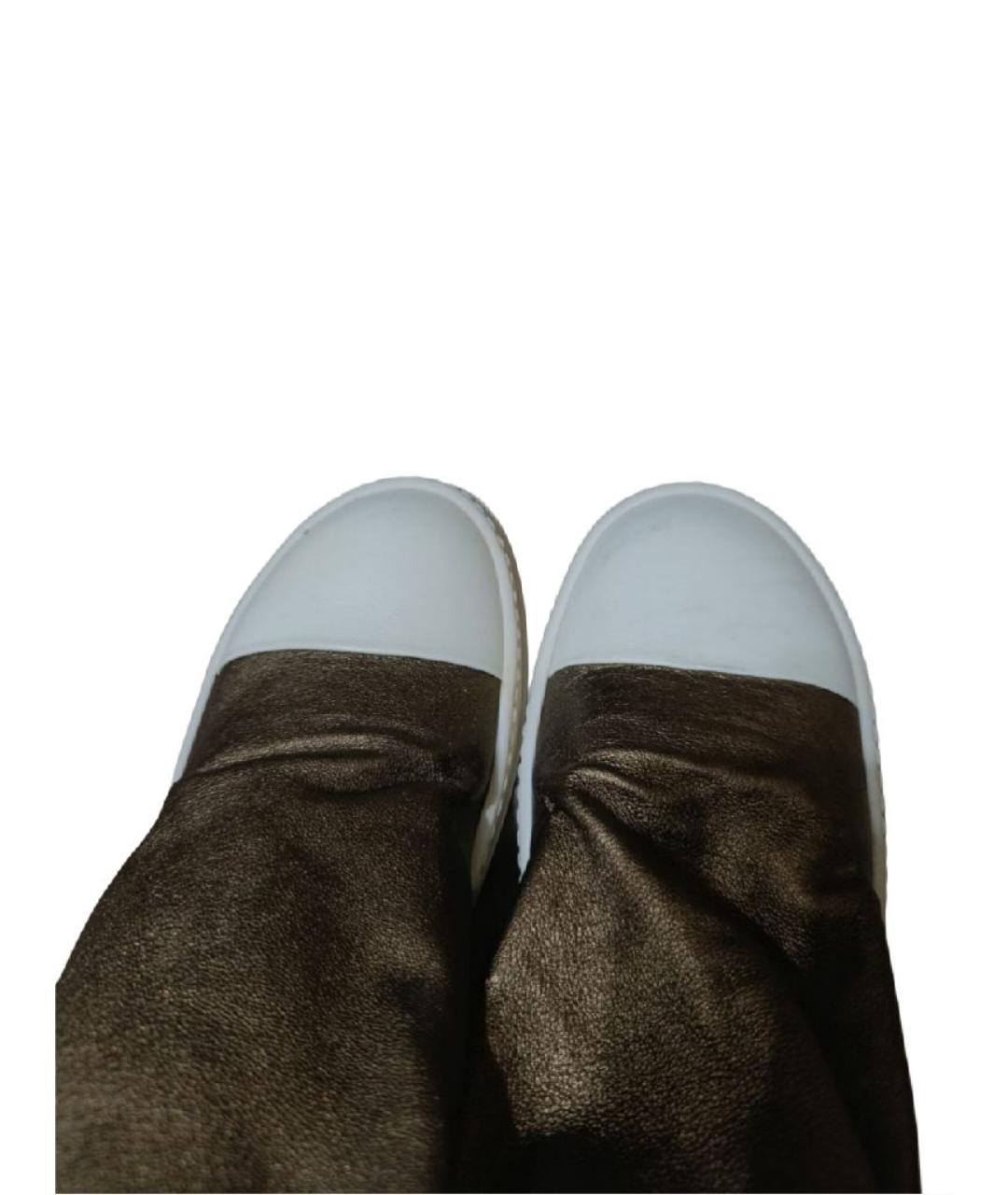 RICK OWENS Золотые кожаные ботфорты, фото 3