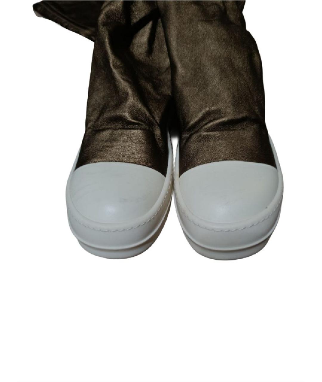 RICK OWENS Золотые кожаные ботфорты, фото 2