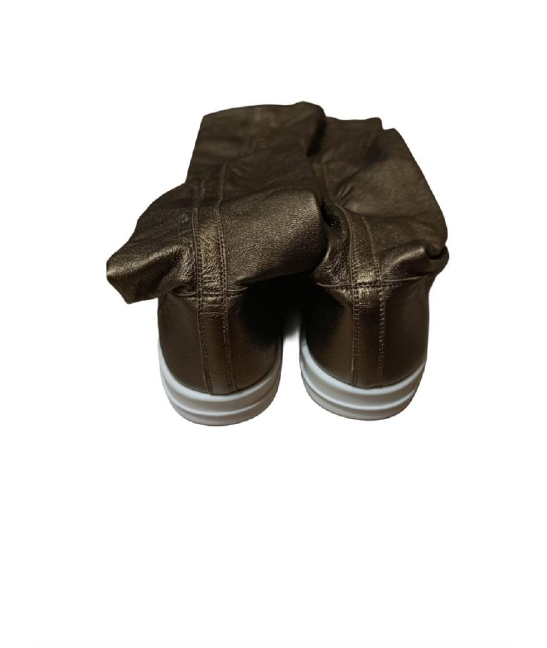 RICK OWENS Золотые кожаные ботфорты, фото 4