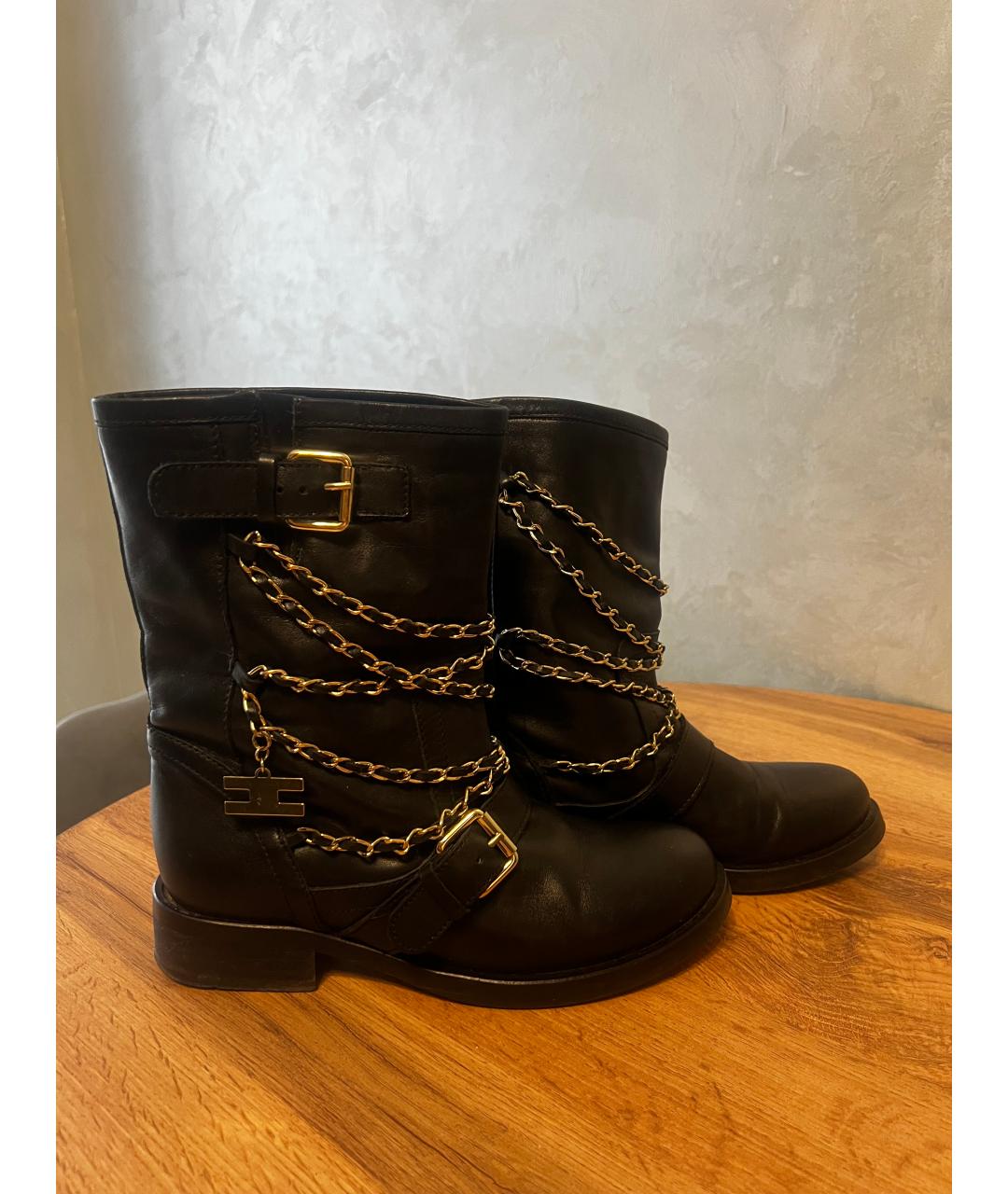 ELISABETTA FRANCHI Черные кожаные ботинки, фото 5