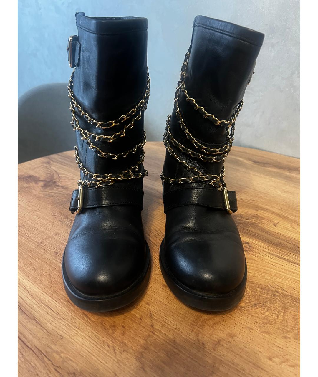 ELISABETTA FRANCHI Черные кожаные ботинки, фото 2