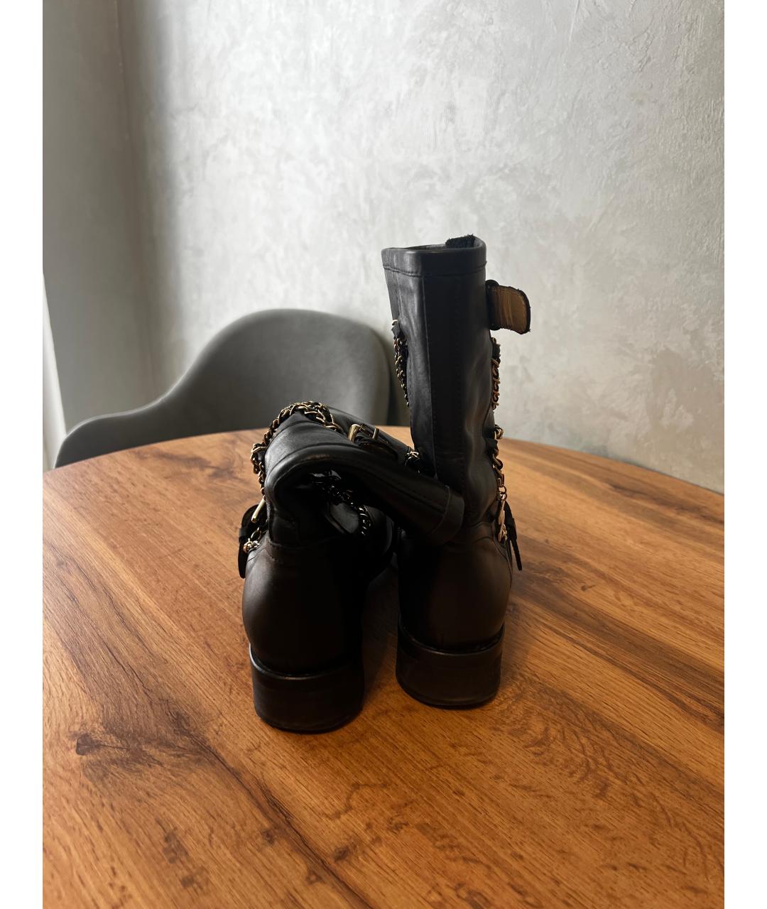 ELISABETTA FRANCHI Черные кожаные ботинки, фото 4