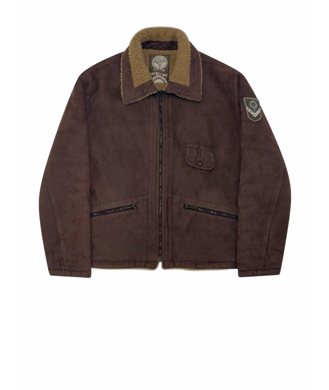 DIESEL Коричневая кожаная куртка, фото 1