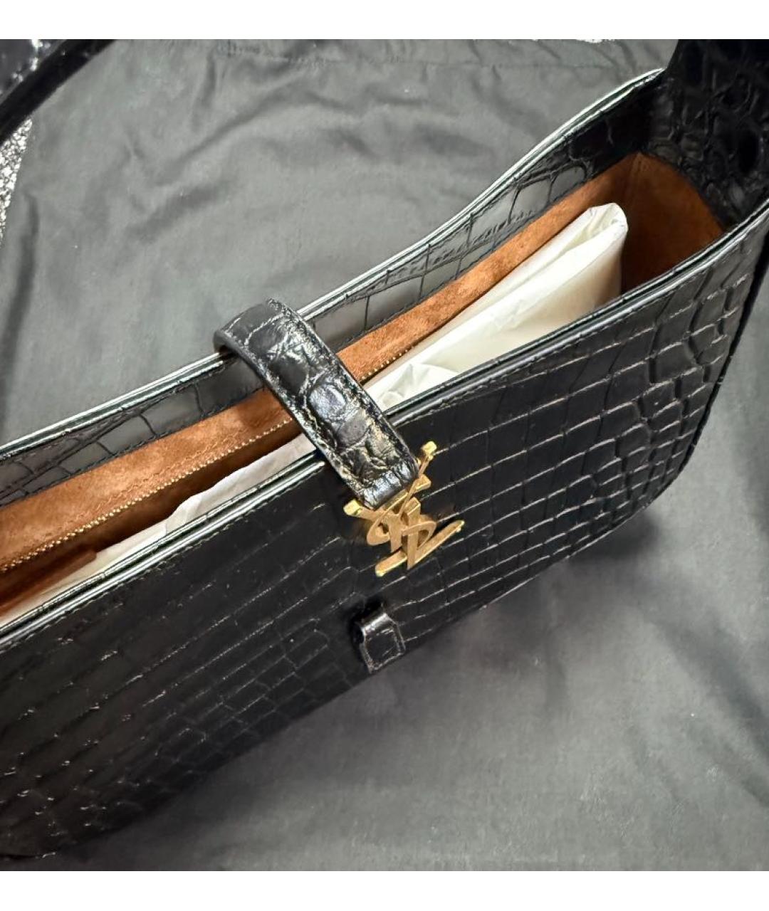 SAINT LAURENT Черная кожаная сумка через плечо, фото 3