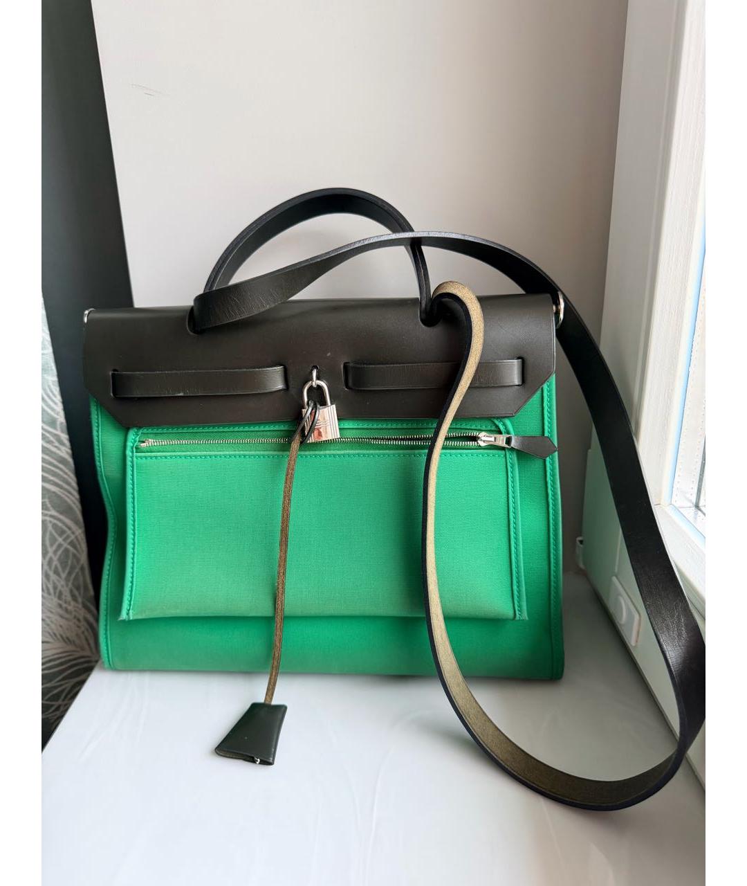 HERMES Зеленая сумка с короткими ручками, фото 3