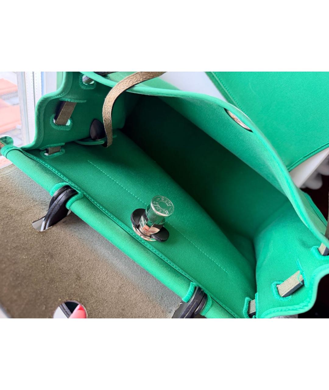 HERMES Зеленая сумка с короткими ручками, фото 5