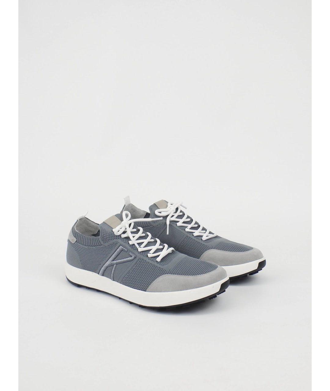 KITON Серые текстильные низкие кроссовки / кеды, фото 9