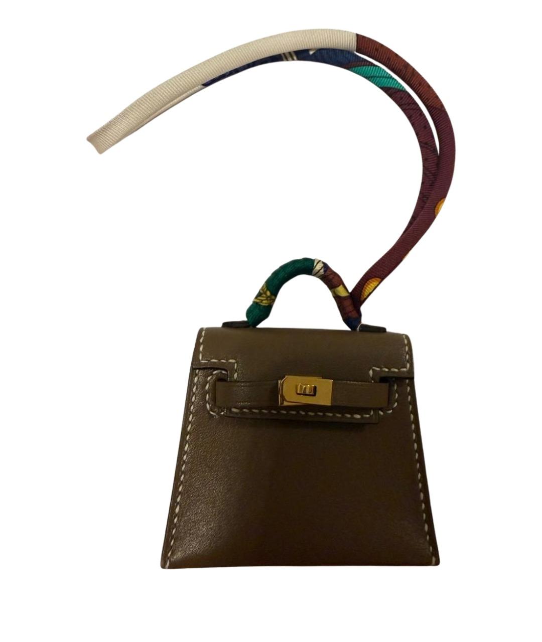 HERMES Коричневый брелок, фото 1