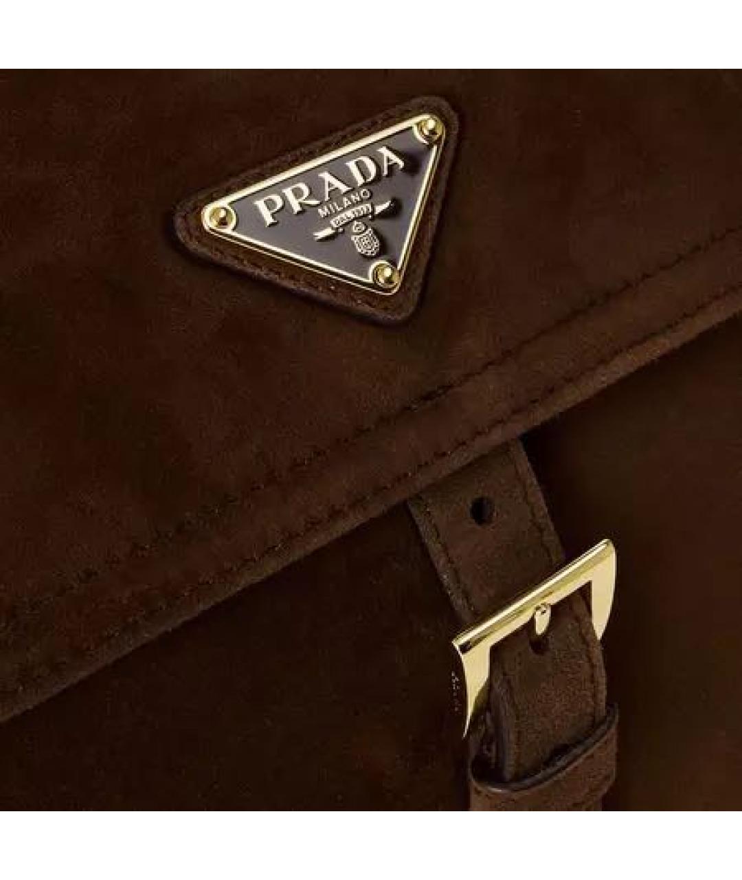 PRADA Коричневая замшевая сумка через плечо, фото 7