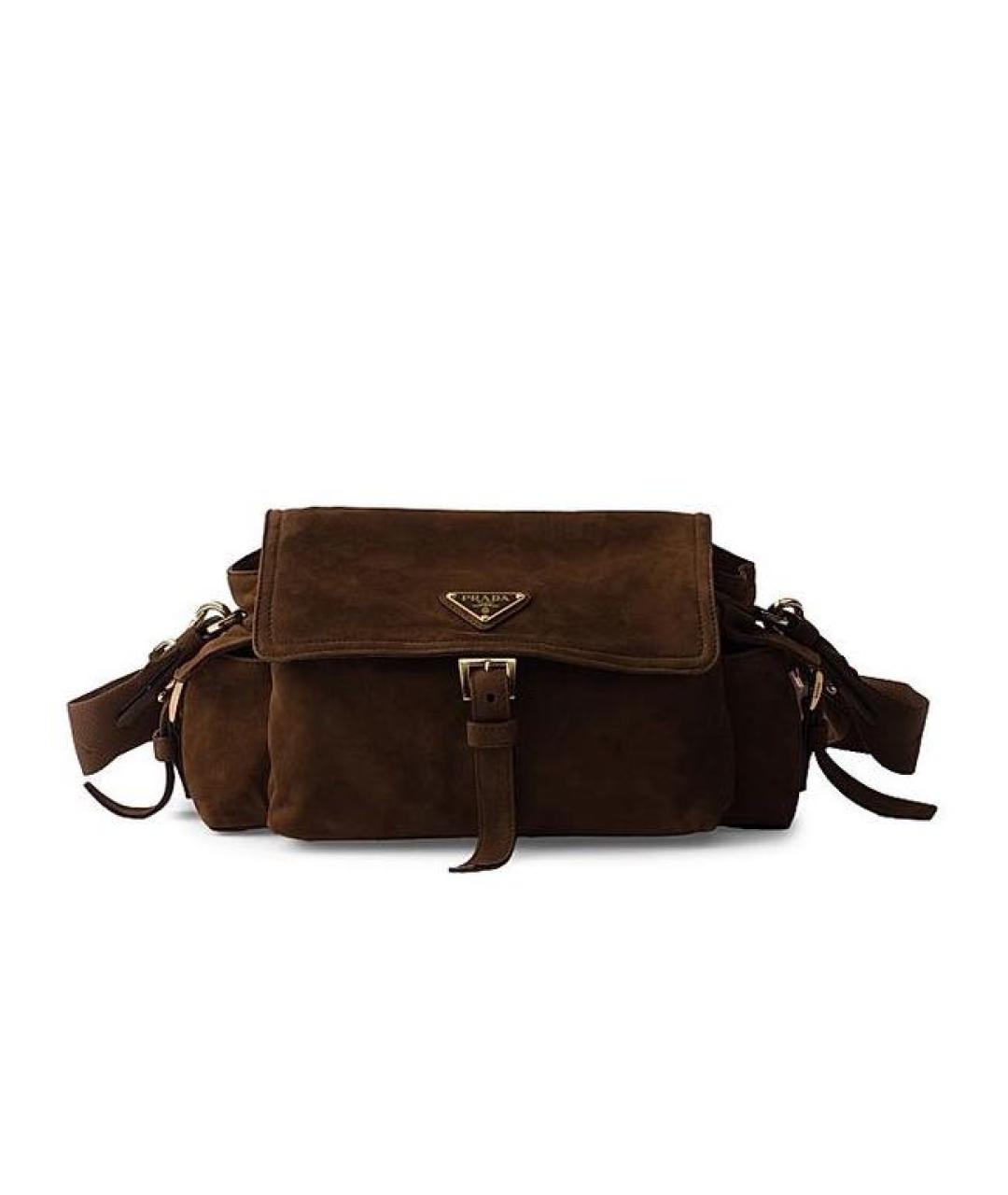 PRADA Коричневая замшевая сумка через плечо, фото 9