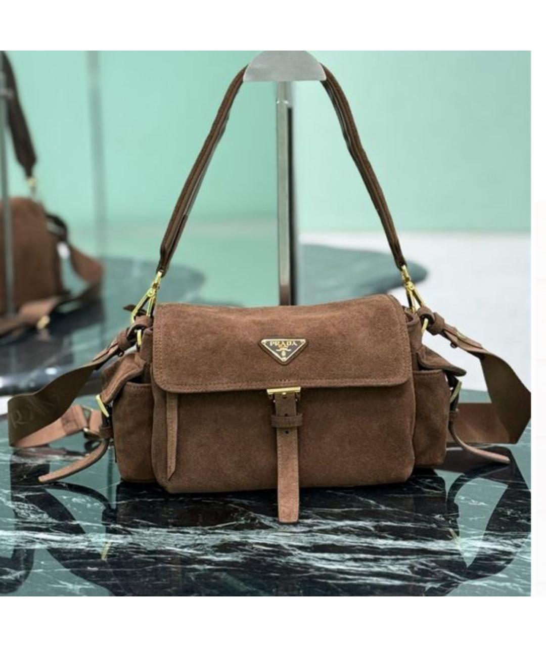 PRADA Коричневая замшевая сумка через плечо, фото 8