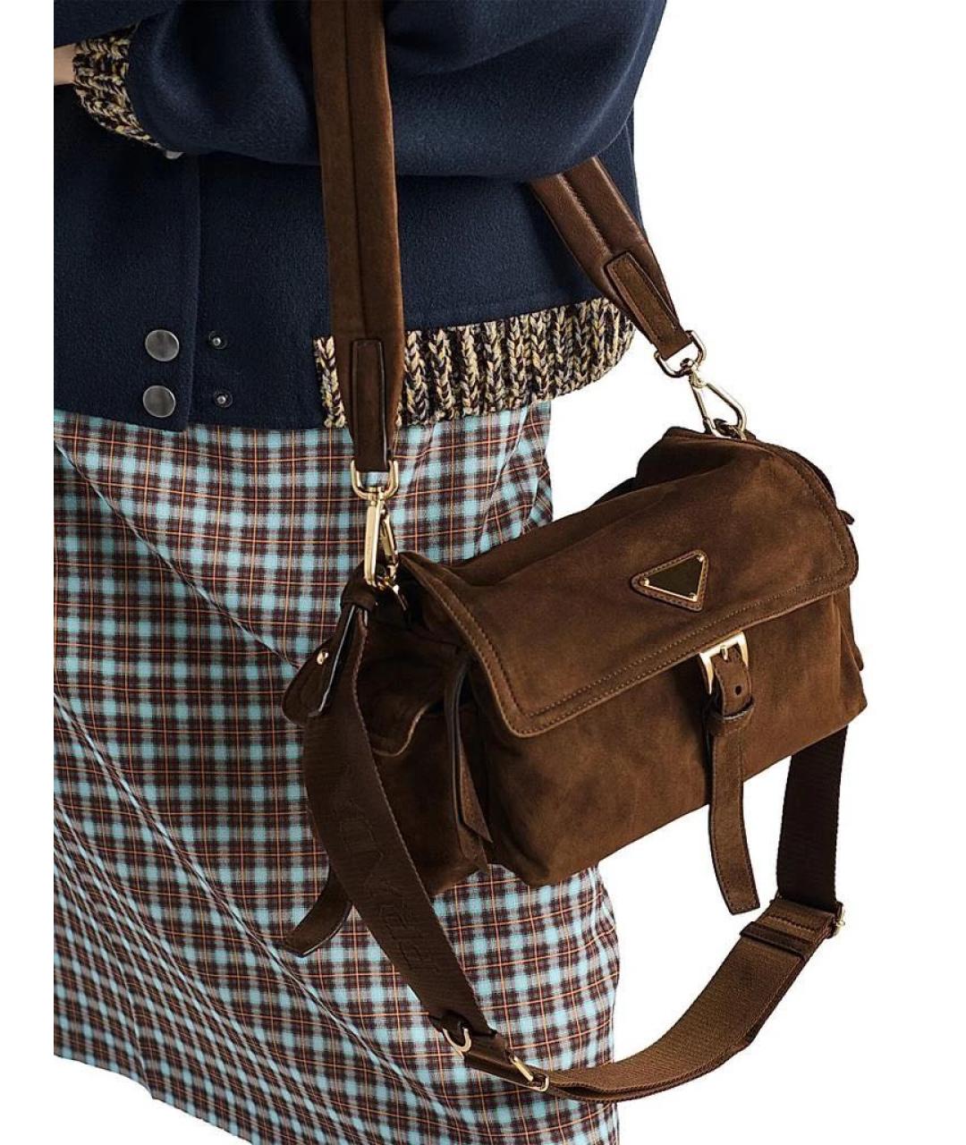 PRADA Коричневая замшевая сумка через плечо, фото 5