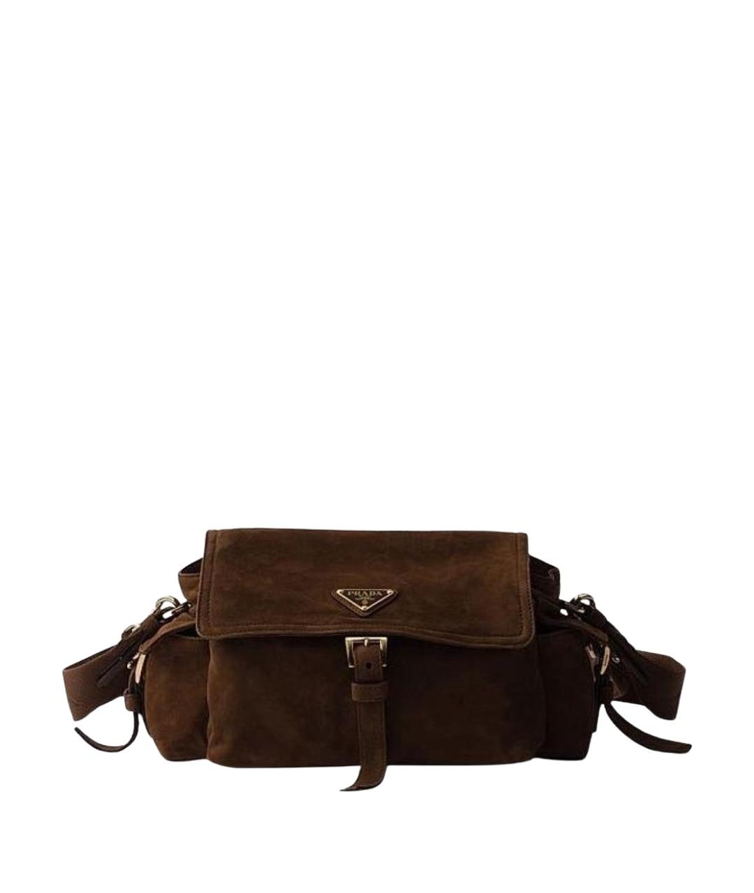PRADA Коричневая замшевая сумка через плечо, фото 1