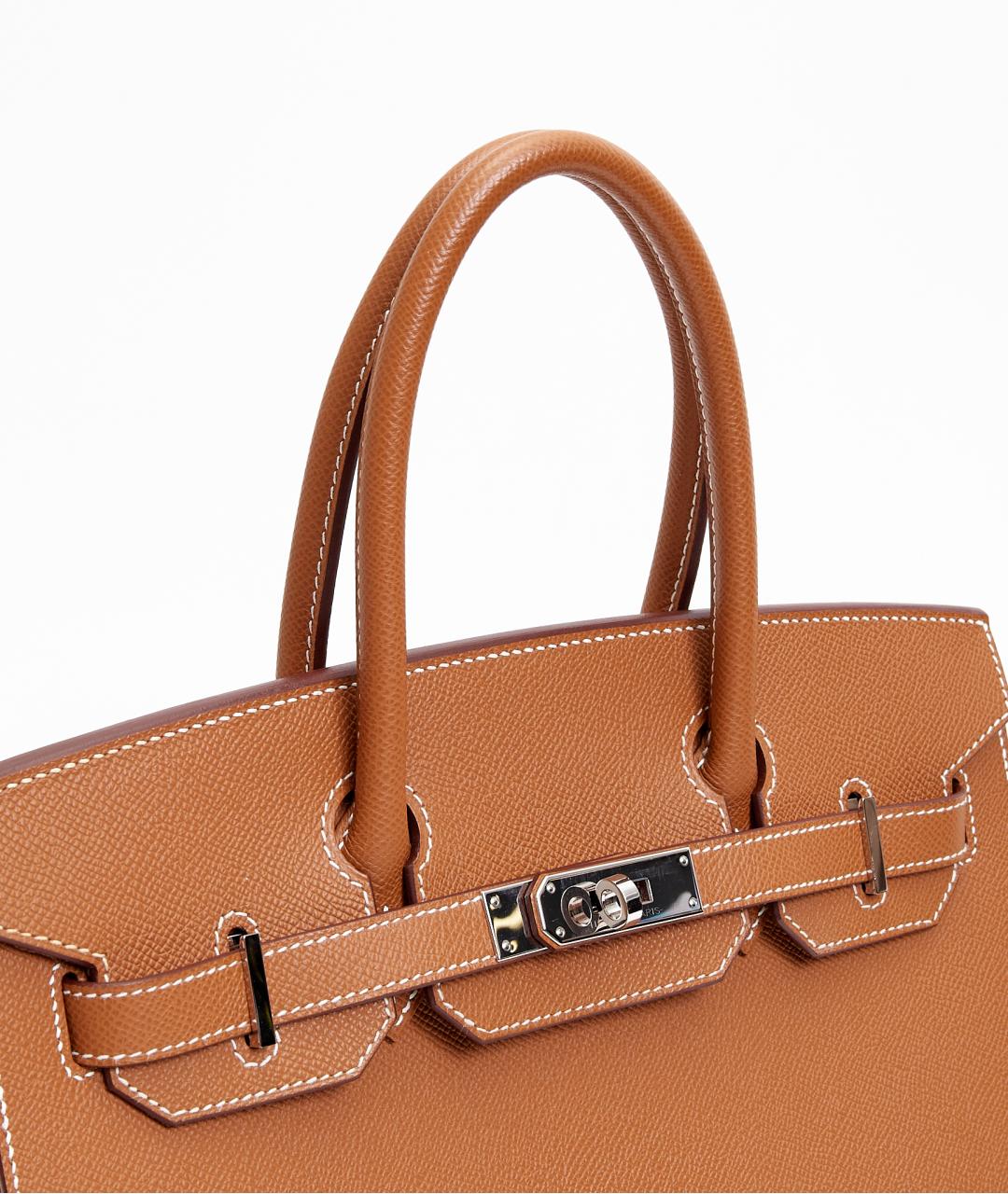 HERMES Коричневая кожаная сумка с короткими ручками, фото 5