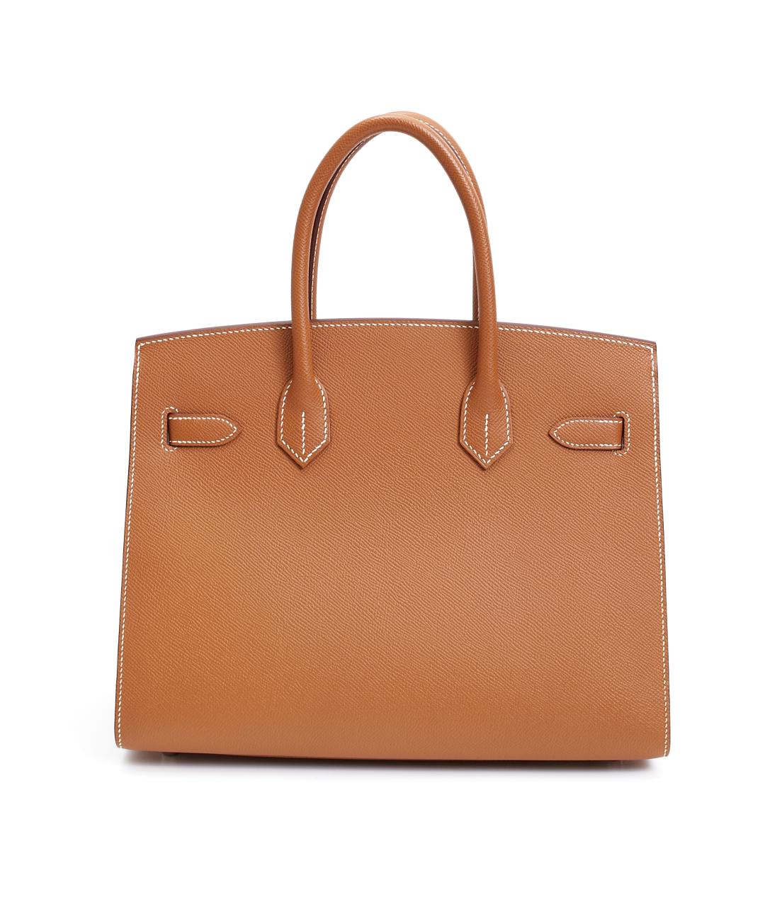 HERMES Коричневая кожаная сумка с короткими ручками, фото 3