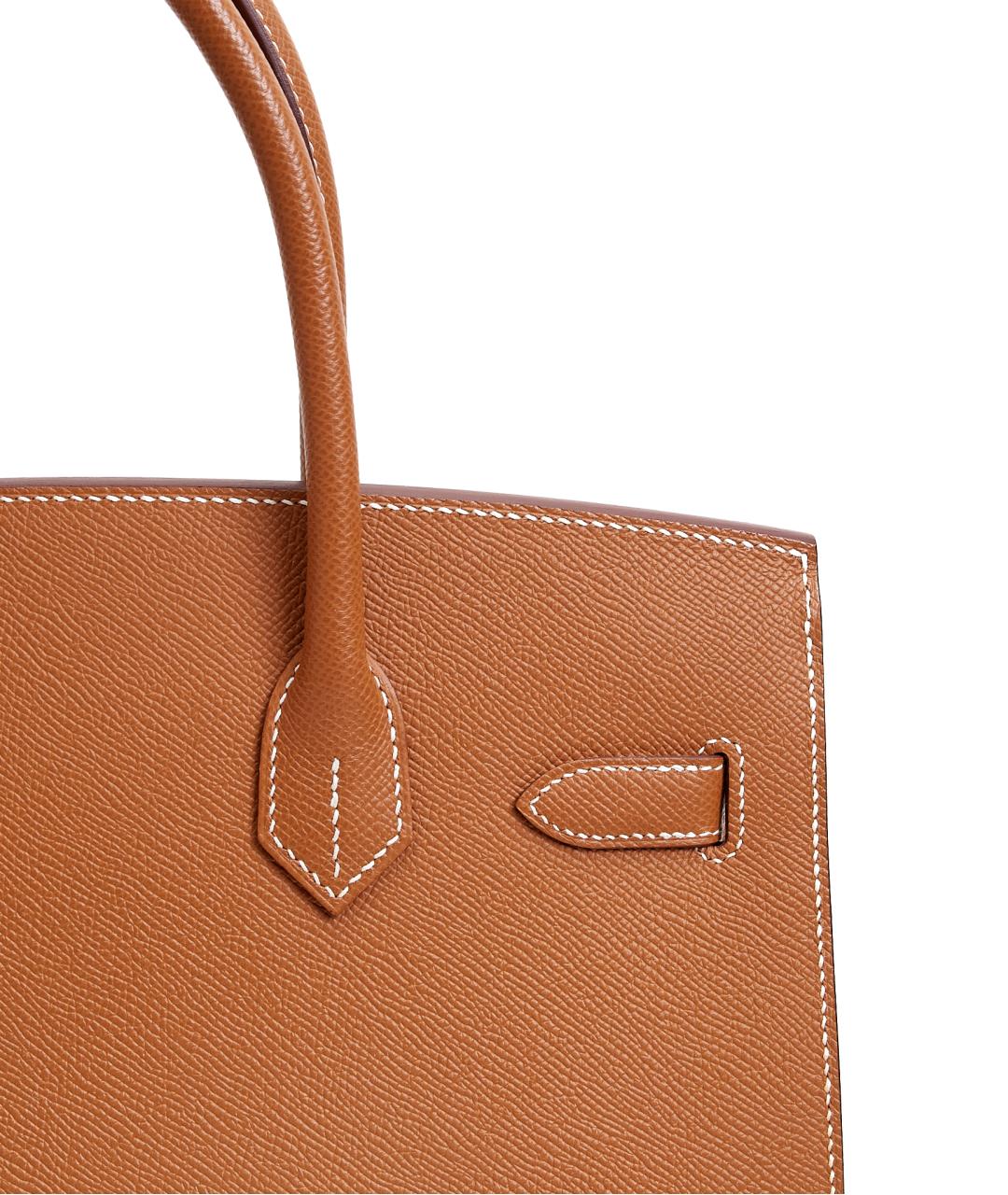 HERMES Коричневая кожаная сумка с короткими ручками, фото 6