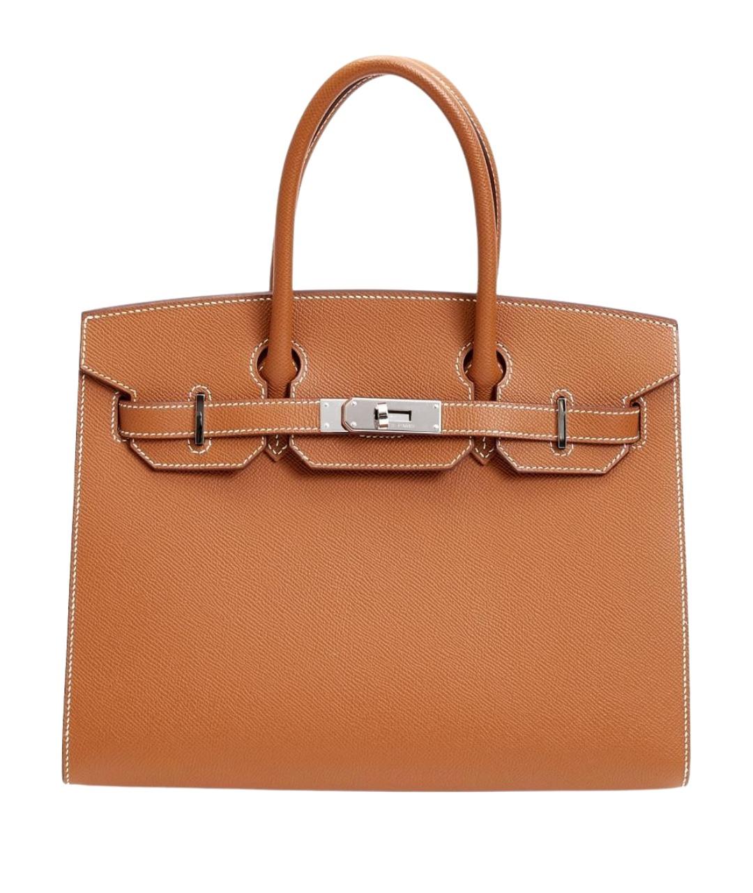 HERMES Коричневая кожаная сумка с короткими ручками, фото 1